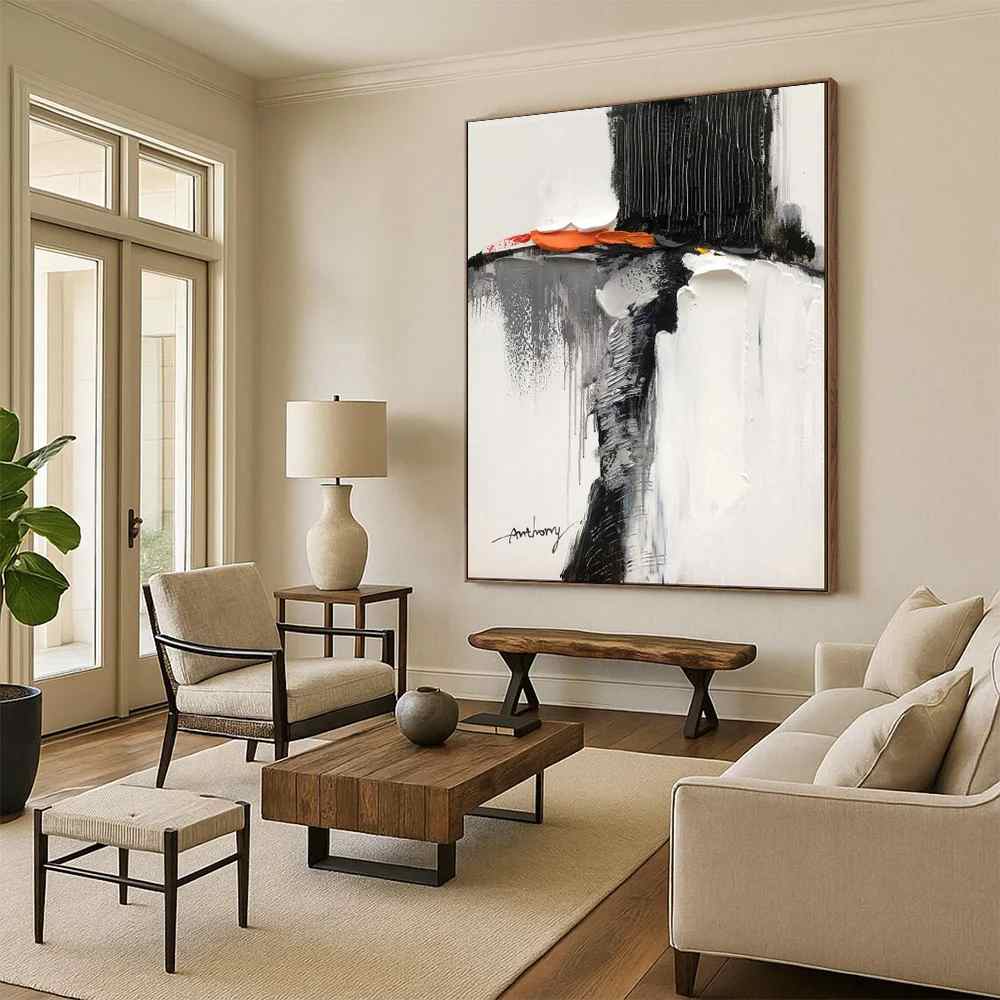Modern Handmade Figure Artistic Black Abstract Artwork 9NT9U